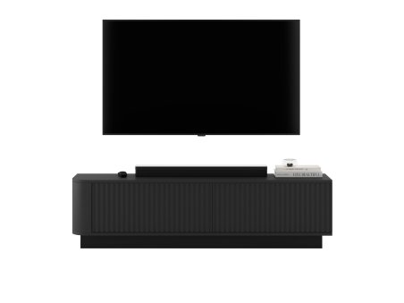 Stojąca szafka RTV Glamour AURORA Czarny Mat 140 cm cokół