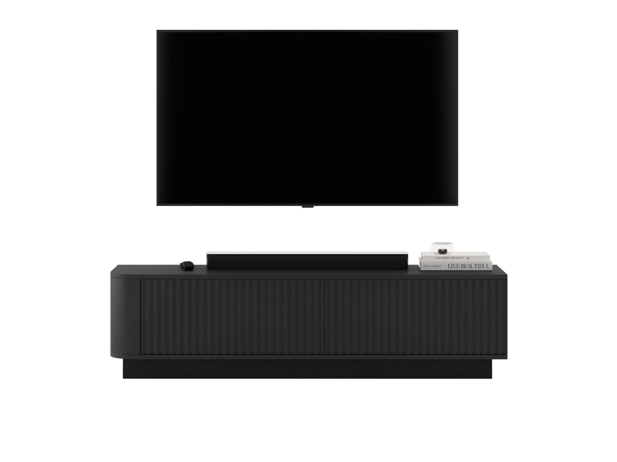 Stojąca szafka RTV Glamour AURORA Czarny Mat 140 cm cokół