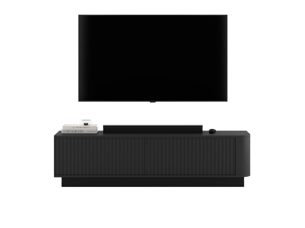 Stojąca szafka RTV Glamour AURORA Czarny Mat 140 cm na cokole