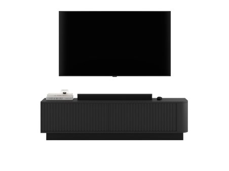 Stojąca szafka RTV Glamour AURORA Czarny Mat 140 cm na cokole