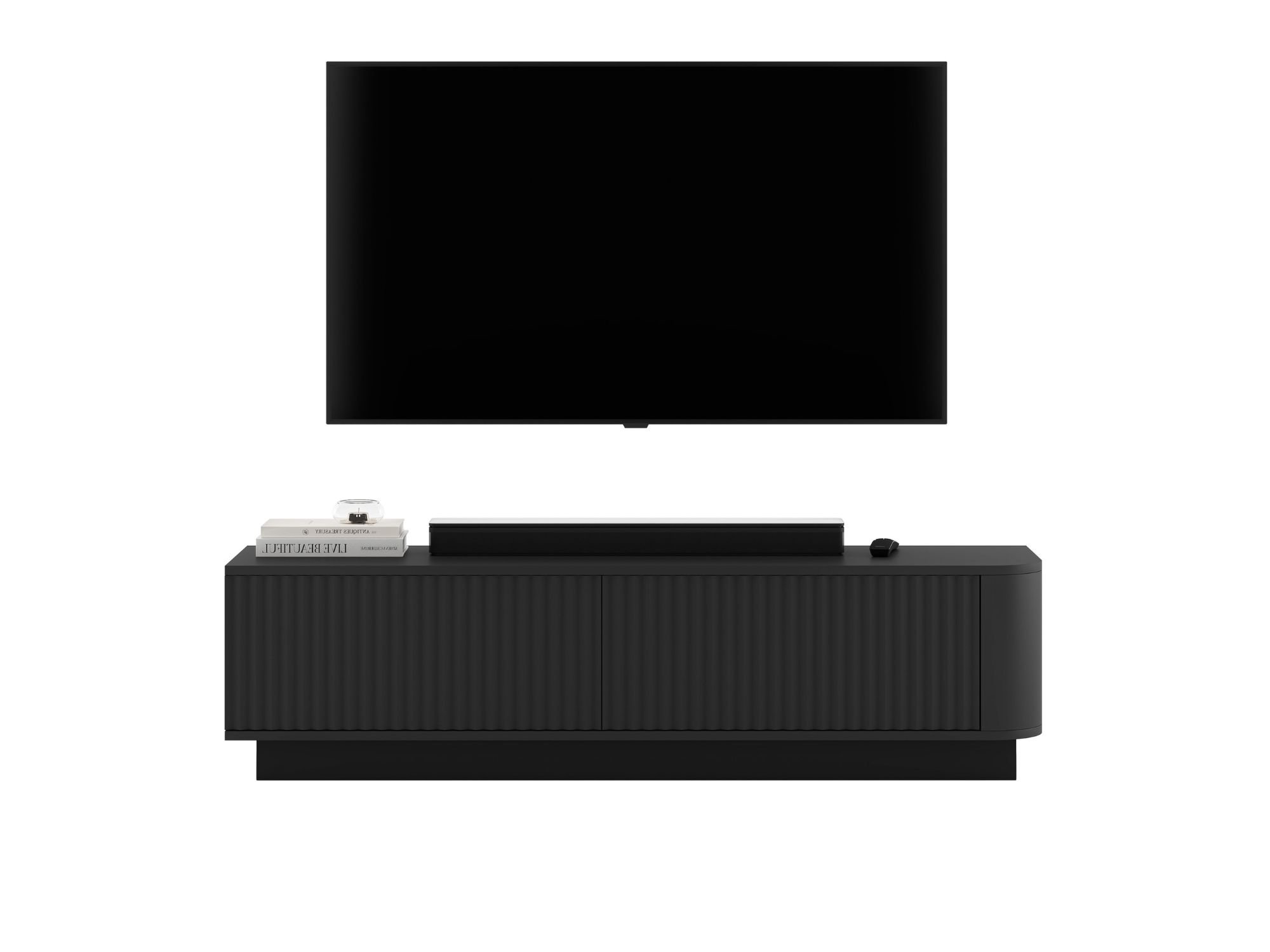 Stojąca szafka RTV Glamour AURORA Czarny Mat 140 cm na cokole