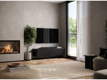 Wisząca Narożna szafka RTV Glamour Komoda AURORA Czarny Mat 140 cm1