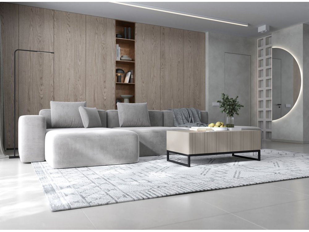 Stolik kawowy Glamour ELPIS Kaszmir Mat 110 cm na czarnej ramie