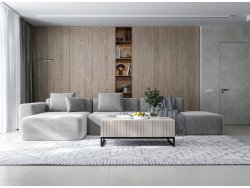 Stolik kawowy Glamour ELPIS Kaszmir Mat 110 cm na czarnej ramie