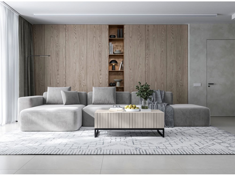 Stolik kawowy Glamour ELPIS Kaszmir Mat 110 cm na czarnej ramie