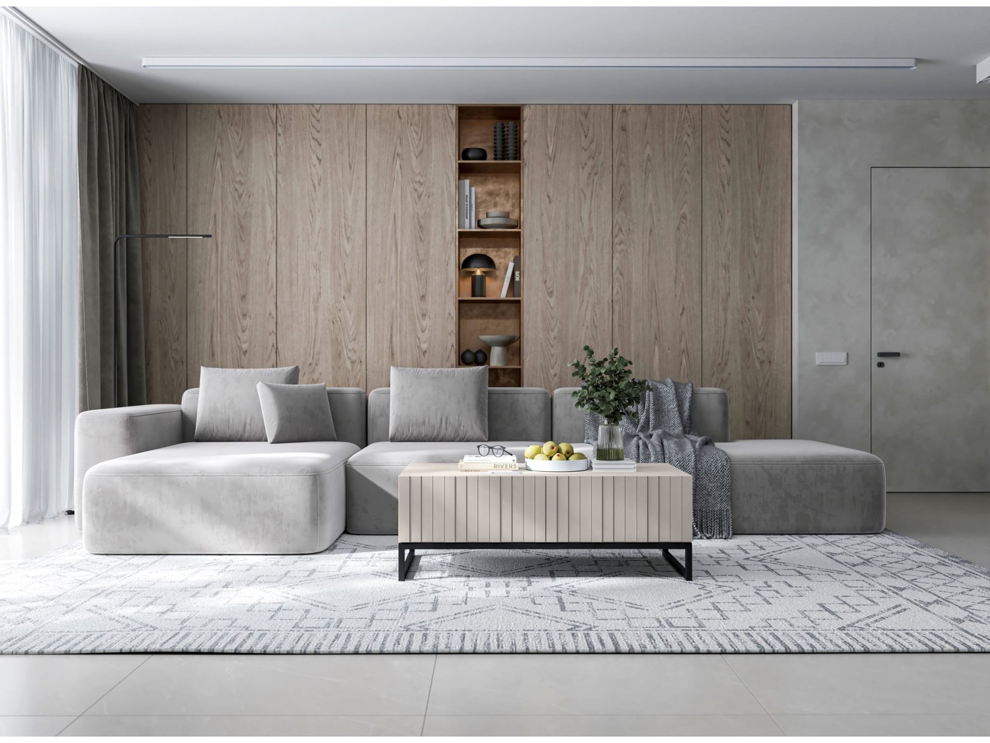 Stolik kawowy Glamour ELPIS Kaszmir Mat 110 cm na czarnej ramie