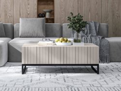 Stolik kawowy Glamour ELPIS Kaszmir Mat 110 cm na czarnej ramie