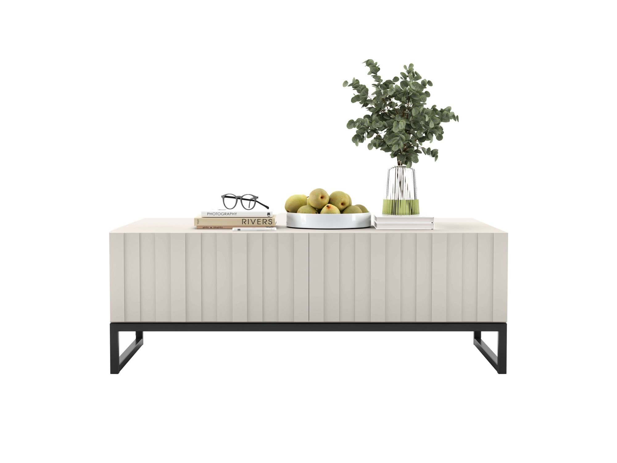 Stolik kawowy Glamour ELPIS Kaszmir Mat 110 cm na czarnej ramie