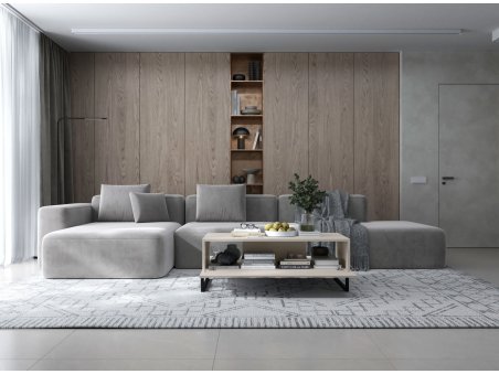 Stolik kawowy Glamour ELPIS Kaszmir Mat 110 cm na czarnej ramie