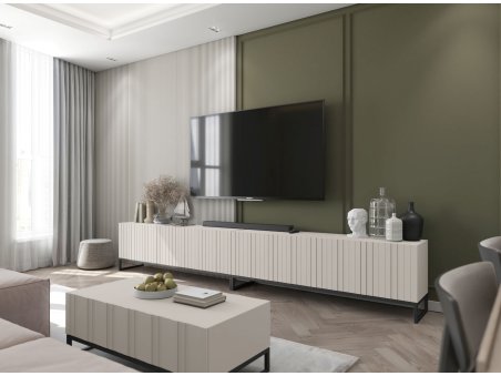 Stolik kawowy Glamour ELPIS Kaszmir Mat 110 cm na czarnej ramie