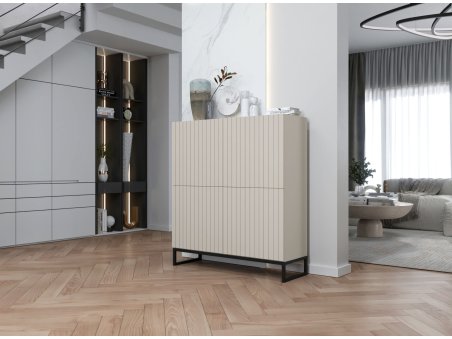 Stojąca komoda Glamour ELPIS Kaszmir Mat 112 cm na czarnej ramie3