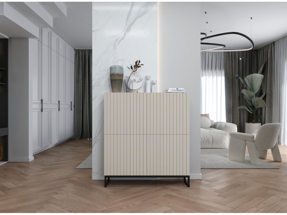 Stojąca komoda Glamour ELPIS Kaszmir Mat 112 cm na czarnej ramie