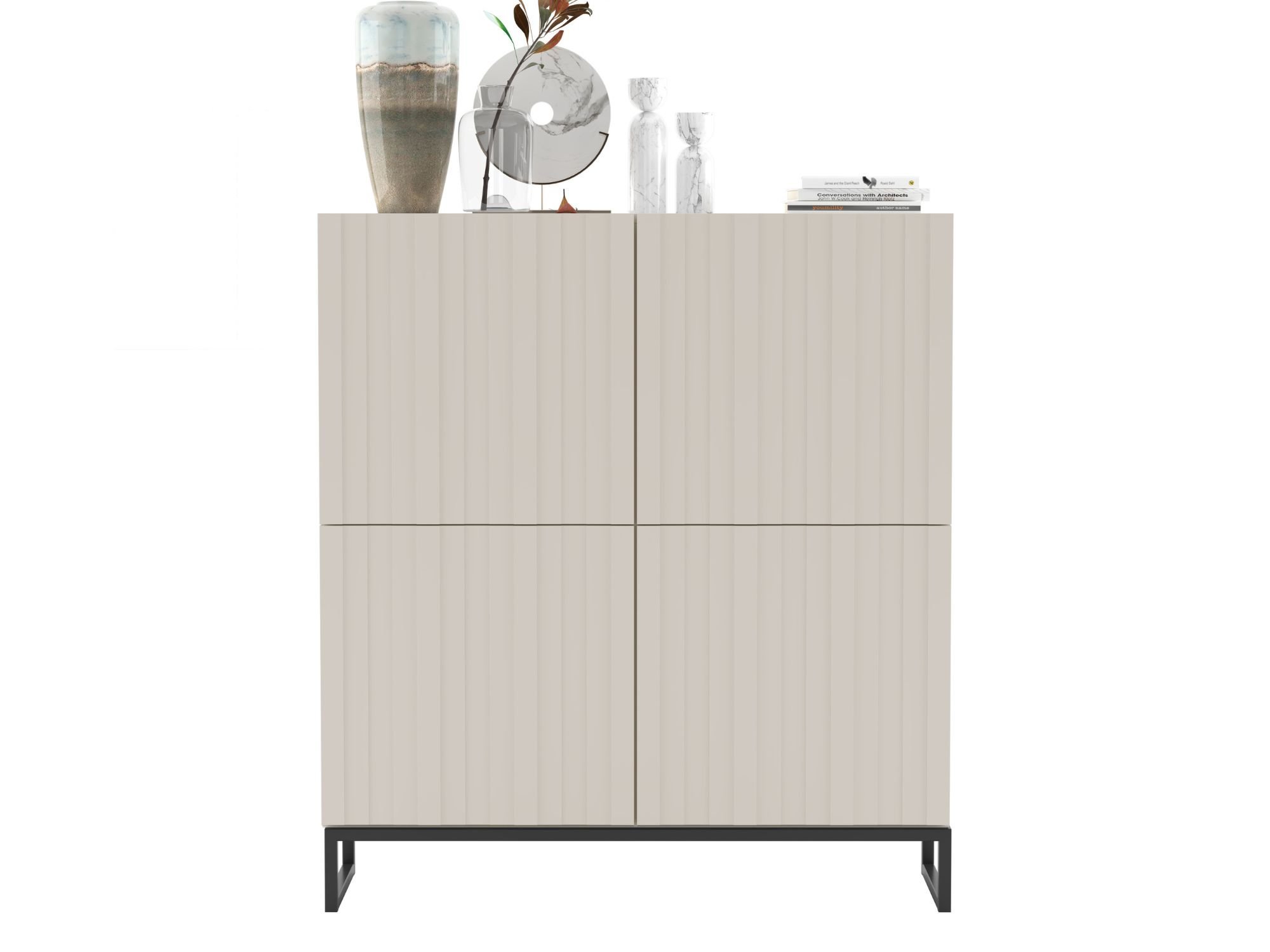 Stojąca komoda Glamour ELPIS Kaszmir Mat 112 cm na czarnej ramie