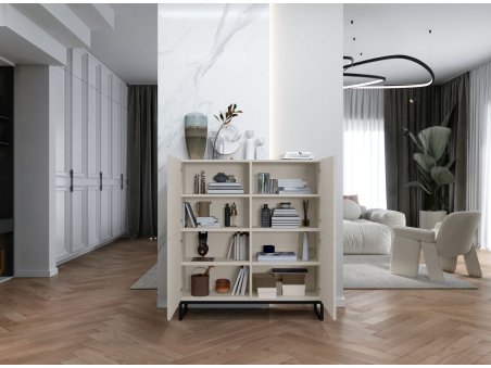 Stojąca komoda Glamour ELPIS Kaszmir Mat 112 cm na czarnej ramie