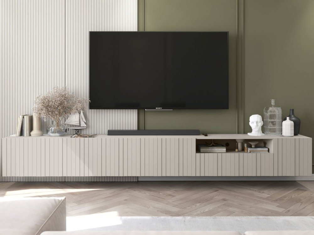 Wisząca szafka RTV Glamour ELPIS Kaszmir Mat 300 cm