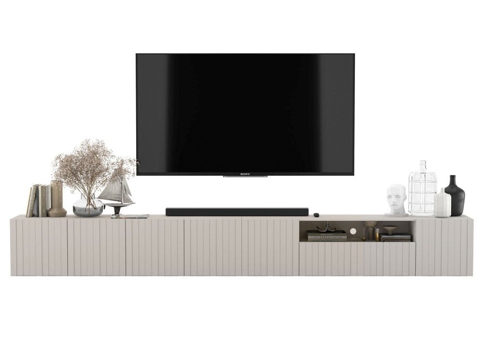 Wisząca szafka RTV Glamour ELPIS Kaszmir Mat 300 cm
