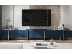 Stojąca szafka RTV Glamour KENZO Granatowy Mat 360 cm na nóżkach