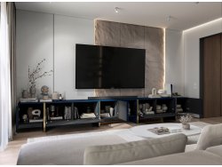 Stojąca szafka RTV Glamour KENZO Granatowy Mat 360 cm na nóżkach