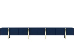 Stojąca szafka RTV Glamour KENZO Granatowy Mat 360 cm na nóżkach