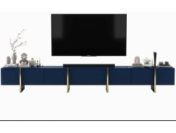 Stojąca szafka RTV Glamour KENZO Granatowy Mat 360 cm na nóżkach