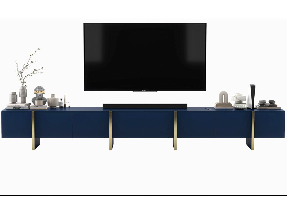 Stojąca szafka RTV Glamour KENZO Granatowy Mat 360 cm na nóżkach