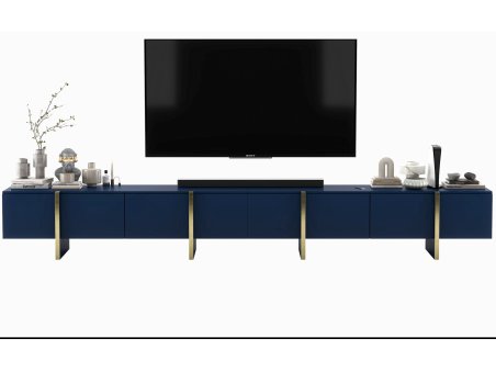 Stojąca szafka RTV Glamour KENZO Granatowy Mat 360 cm na nóżkach