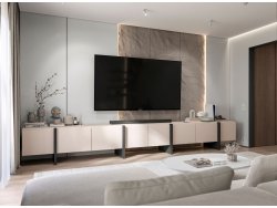 Stojąca szafka RTV Glamour KENZO Kaszmir Mat 360 cm na nóżkach