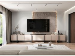 Stojąca szafka RTV Glamour KENZO Kaszmir Mat 360 cm na nóżkach
