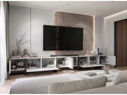 Stojąca szafka RTV Glamour KENZO Kaszmir Mat 360 cm na nóżkach