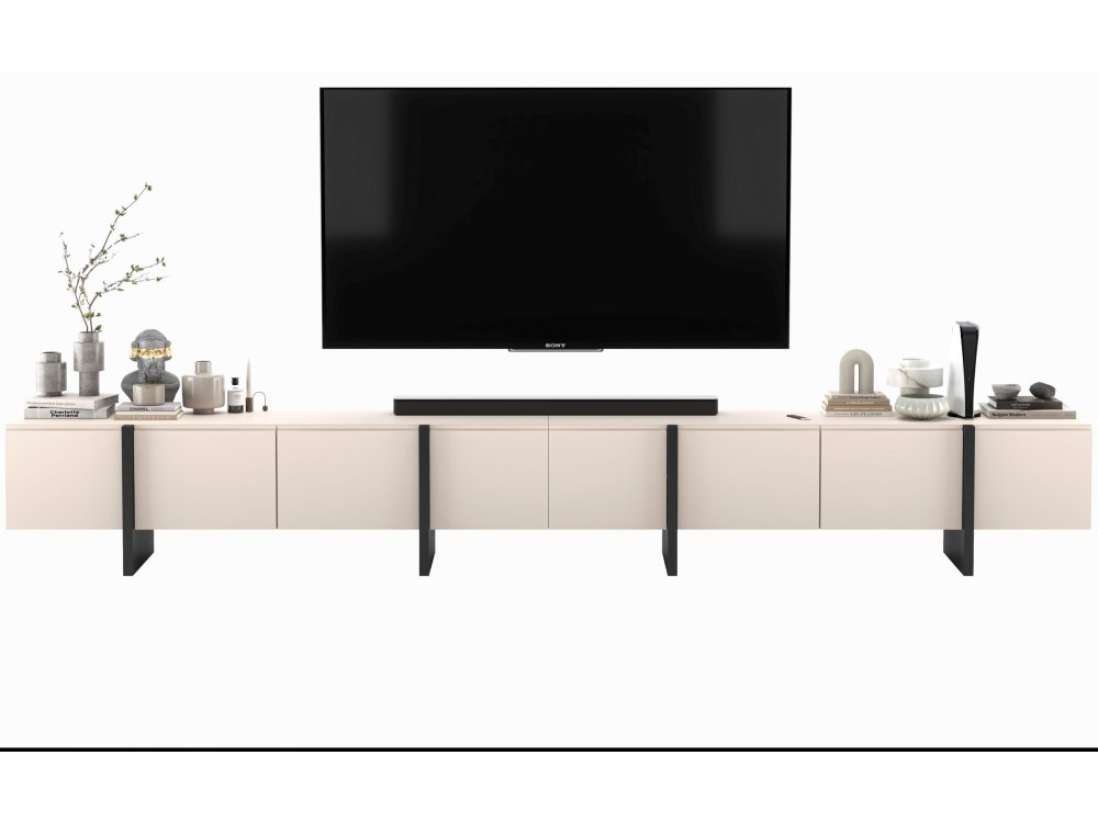 Stojąca szafka RTV Glamour KENZO Kaszmir Mat 360 cm na nóżkach