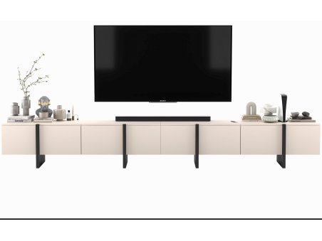 Stojąca szafka RTV Glamour KENZO Kaszmir Mat 360 cm na nóżkach