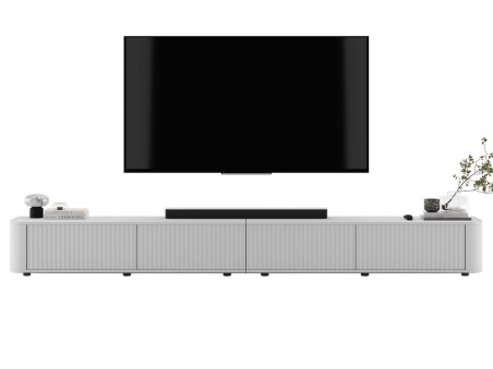 Stojąca szafka RTV Glamour AURORA Biały Mat 280 cm niskie nóżki