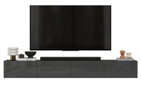 Wisząca szafka RTV Glamour ENJOY Czarny Fronty Połysk 240 cm